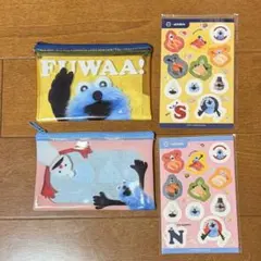 スシロー スンスン コラボ クリアポーチ＆シール 2種類セット イエロー ピンク