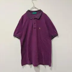 マンシングウェア グランドスラム　ポロシャツ 半袖 刺繍ロゴ 紫 M ゴルフ