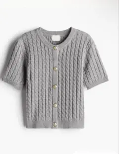 Ｈ&M ケーブルニットカーディガン 半袖 グレー