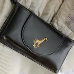 【美品】ear PAPILLONNER キリン　横長モバイルウォレット　黒のサムネイル