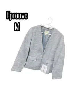 エプローブ ノーカラージャケット ツイード オフィカジ フォーマル 式 長袖 M