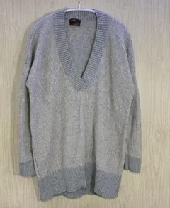 セーター 【美品】KERISMA 抜け感Vネックニット グレー ワッフル編み