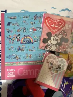 ディズニー　メモ帳　スケジュール帳　ミッキー　ミニー　セット