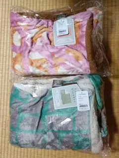 フリースチェック柄ブランケット2点セット