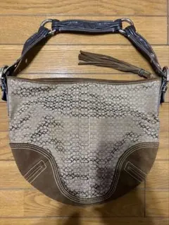 COACH ミニシグネチャー ワンショルダーバッグ ベージュ 中古