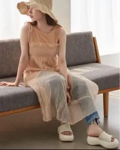 【新品】Kastane シアーシャーリングワンピースSET キャミワンピ