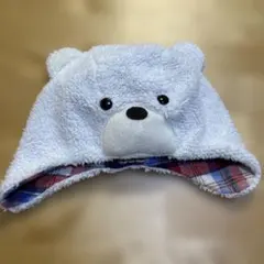 クマ顔デザイン ベビー帽子 フリース　44〜46センチ