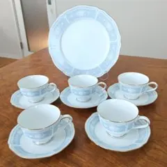 ノリタケレースウッドゴールド カップ&ソーサー5客セット+27㎝プレートセット
