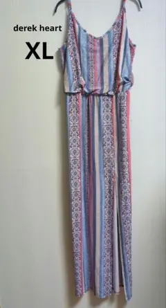 海外古着 derek heart ストライプ キャミワンピース ［XL］