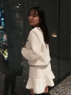 アプワイザーリッシェ　ツイード白スカート