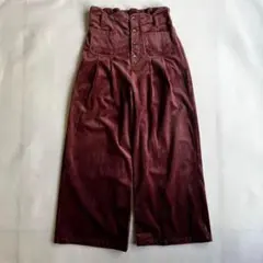 美品　オリーブデオリーブ　コーデュロイ　ワイドパンツ　太畝　ハイウエスト　M