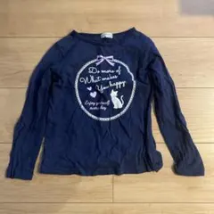 3can4on 長袖カットソー 120 ネイビー 猫プリント
