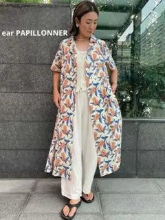 【ear PAPILLONNER】花柄ロングシャツワンピース