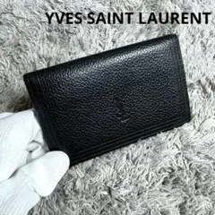 YVES SAINT LAURENT カードケース 名刺入れ レザー ブラック
