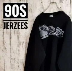 海外製JERZEES　ヴィンテージ古着スウェット黒M厚手裏起毛