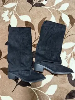 ブラックスエードロングブーツ