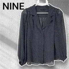 NINE ドット柄 シアーブラウス 長袖 とろみ パフスリーブ 日本製　透け感のサムネイル