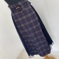 INGNI♡ネイビー系チェック♡シフォン ドッキングスカート