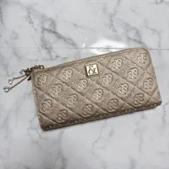 新品未使用】クレイサス 長財布 ベージュゴールド カメリア ビジュー 