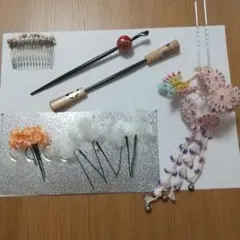 和装用花モチーフ髪飾り6点セット