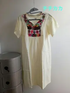 チチカカ　刺繍入り 半袖チュニック アイボリーのサムネイル
