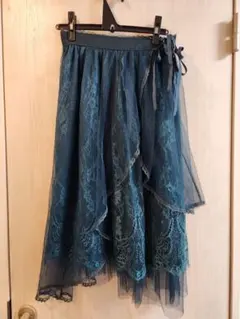 axes femme POETIQUE ダークグリーンチュールスカート