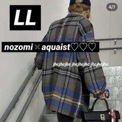 新品 しまむら aquaist Nozomi チェックシャツ ブルー 青 LL