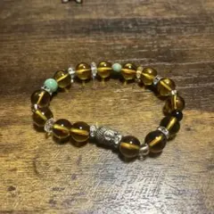 天然石 ブレスレット 仏像モチーフ メンズ　アンバー