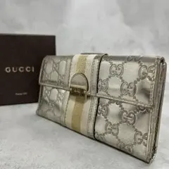 【希少】GUCCI　長財布　マイクロシマ　カットワーク　フラップ　グレージュ 希少】GUCCI 長財布 マイクロシマ カットワーク フラップ グレージュ