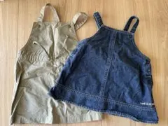 コムサ　ジャンバースカート2点セット（カーキ・デニム）