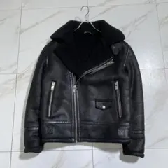 ZARA ムートンジャケット B-3 ダブルライダース レザージャケット XL位