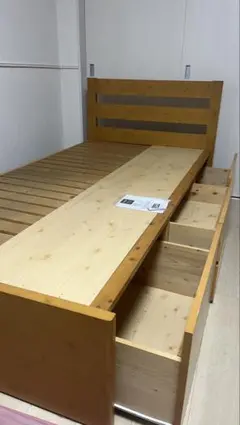 木製シングルベッドフレーム 引き出し付き