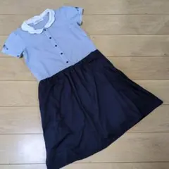 美品　160 むーのんのん ワンピース ブルー系　リボン　女の子のサムネイル