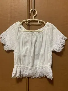 レース付きホワイトブラウス　オフショル