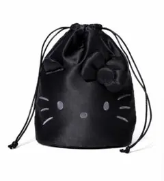 オトナミューズ1月号増刊付録 ハローキティ 光沢感がシックなフェイス巾着ポーチ