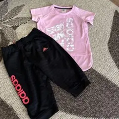 adidas ジャージ上下セット ピンク/黒キッズ