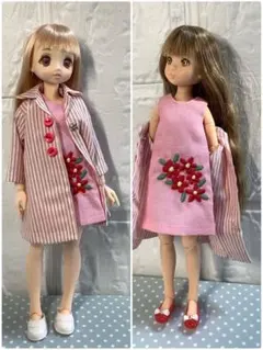 22センチドール服 シャツワンピース&ショルダーバッグ 2点セット