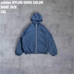 adidas 3XL 厚手ナイロンジャンパー 好配色ネイビー 希少