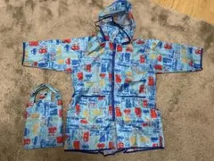 車とバスのレインコート フード付き