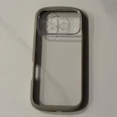 iPhone17proケース / ベージュ×クリア / カメラレンズ保護カバー付