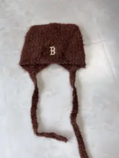 【大人気モデル】MLB 猫耳ニット帽 イearflap ビーニー ブラウンBロゴのサムネイル