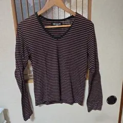 RUDE GALLERY ボーダー Vネック 長袖 Tシャツ