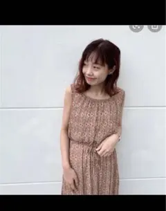 オリエンタル柄ギャザーワンピース