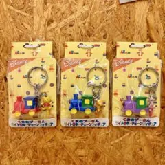 【レトロ】くまのプーさん ライト付キーチェンフィギュア　全3種類セット