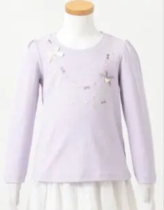 ꙳✧美品꙳✧anyFAM ネックレス風モチーフ長袖トップ 120cm ラベンダー