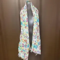 ホコモモラ　フラミンゴ花柄ストール フリンジ付き　リネンのサムネイル