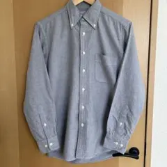 ［美品］グレー ボタンダウン 長袖シャツ