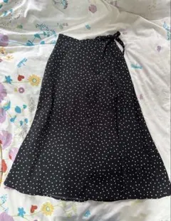 GU ドット柄ロングスカート Sサイズ ブラック