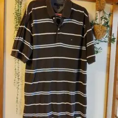 TOMMY HILFIGER XL ポロシャツ ブラウンストライプ
