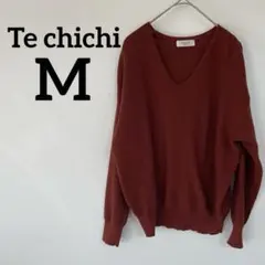 Te chichi 【M】レンガ色 Vネック ニット トップス 赤 セーター